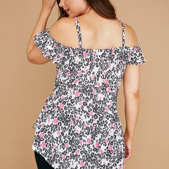 Lane Bryant Fast Lane Leopard Asymmetrical top - Picture 3 of 3
